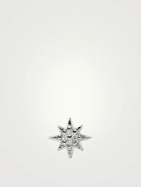 Micro Aztec 14K Gold North Star Stud Earring With Diamonds
