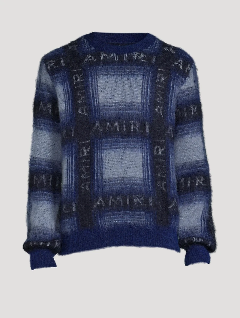 Brushed Mohair Plaid Sweater