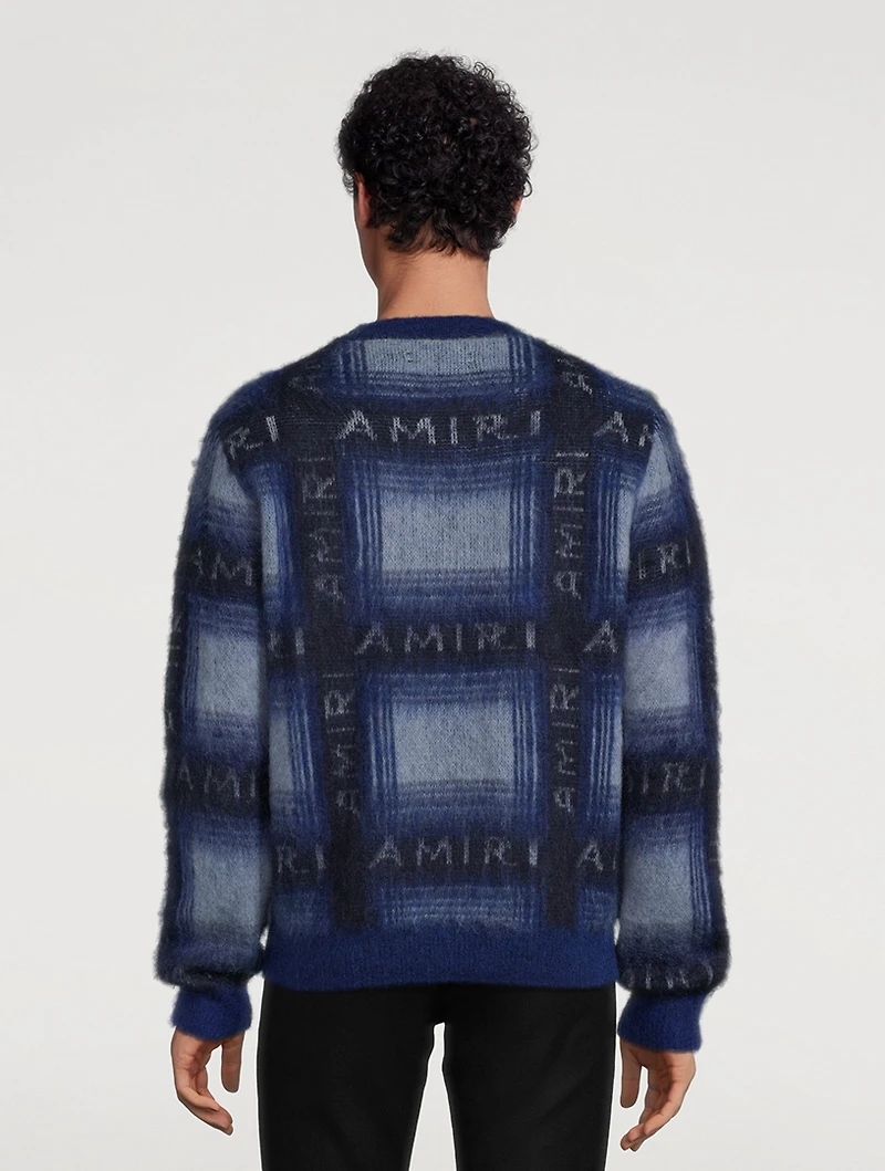 Brushed Mohair Plaid Sweater