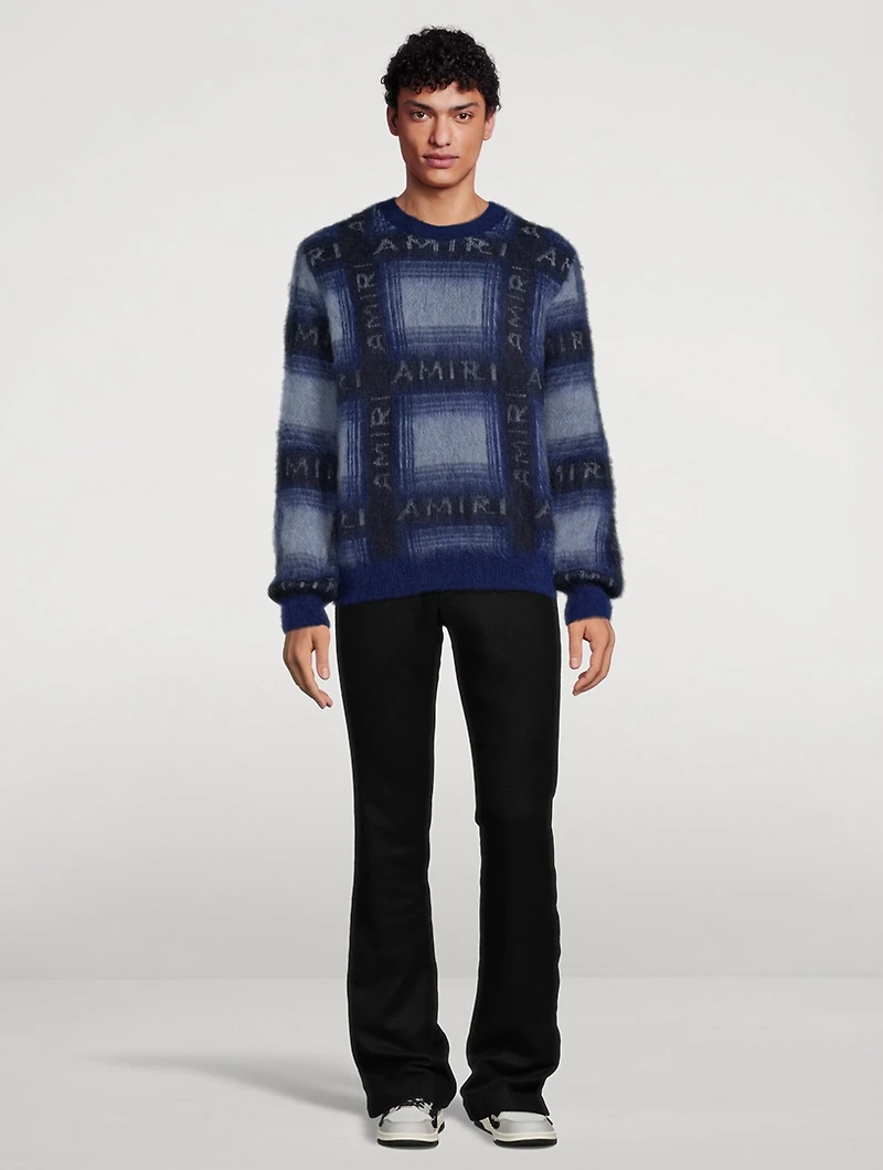 Brushed Mohair Plaid Sweater