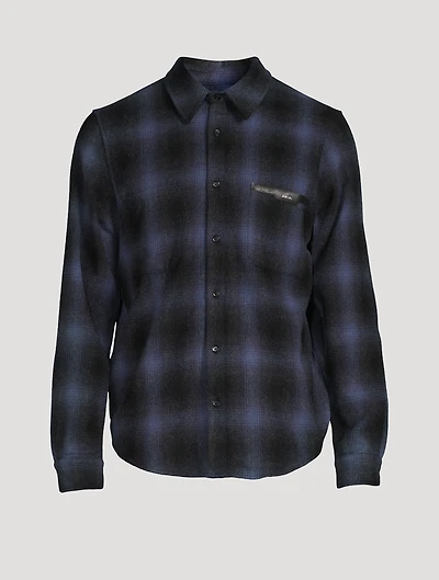 Wool-Blend Shirt With Leather Applique