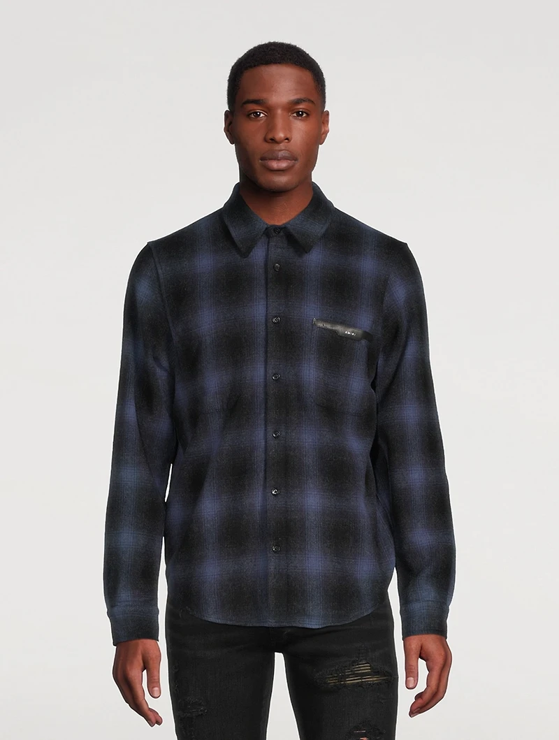 Wool-Blend Shirt With Leather Applique