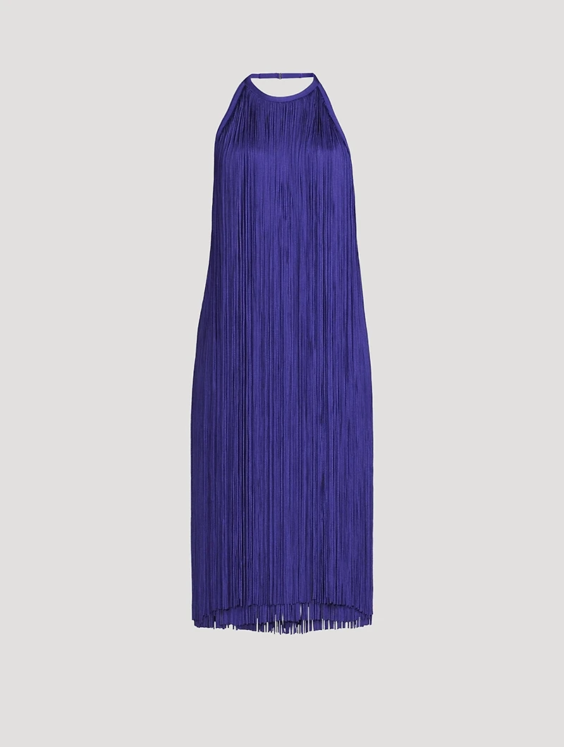 Fringed Halter Midi Dress