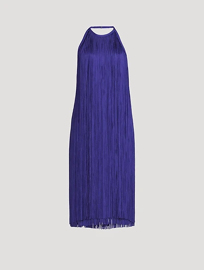 Fringed Halter Midi Dress