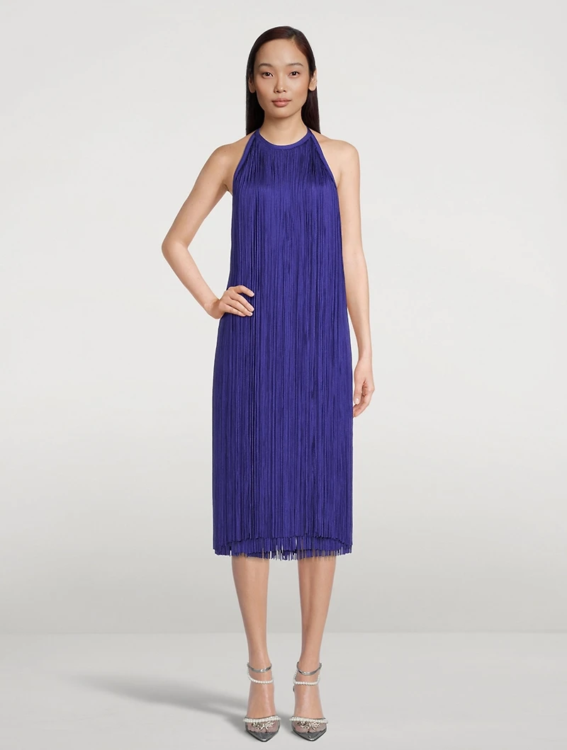 Fringed Halter Midi Dress