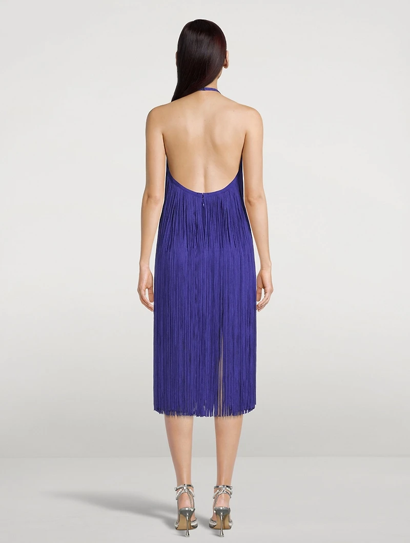 Fringed Halter Midi Dress