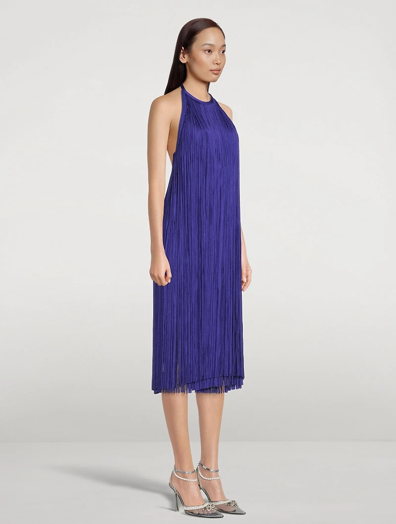 Fringed Halter Midi Dress