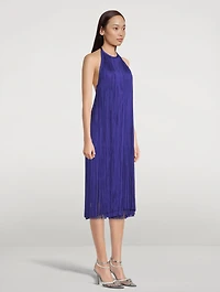 Fringed Halter Midi Dress