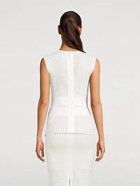 Semi-Sheer Striped Sleeveless Top