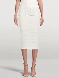 Semi-Sheer Striped Midi Skirt