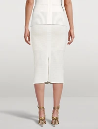 Semi-Sheer Striped Midi Skirt