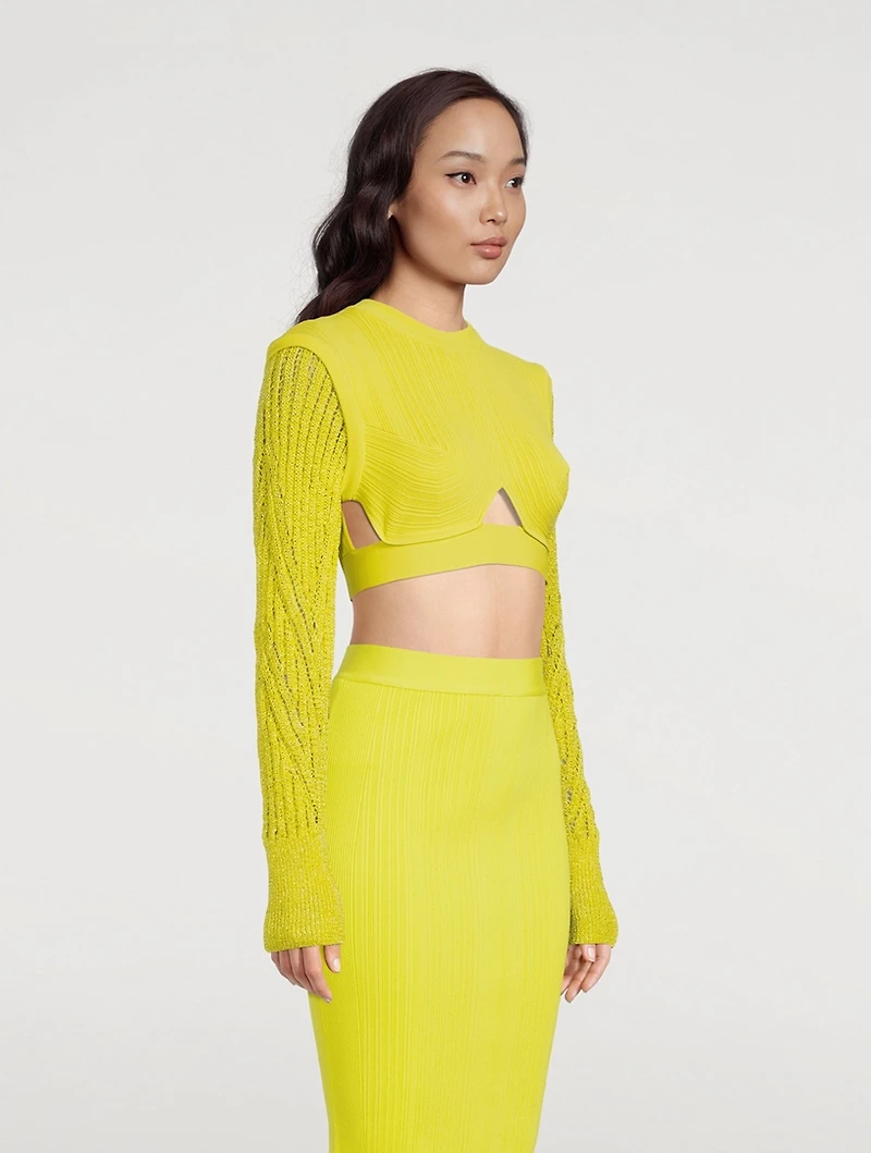 Mixed-Media Crop Top