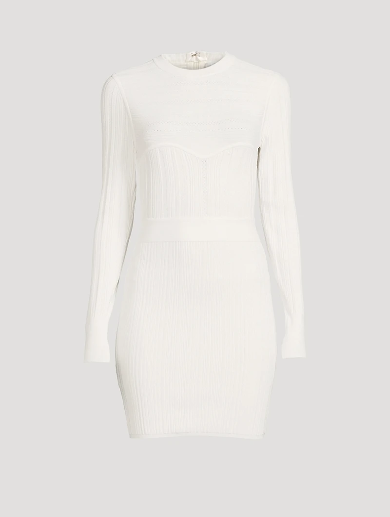 Ribbed Pointelle Mini Dress