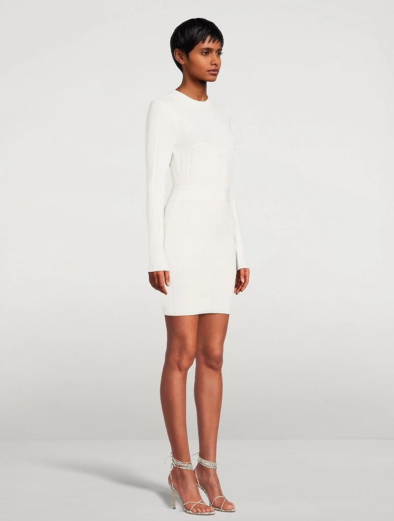 Ribbed Pointelle Mini Dress