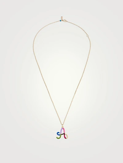 9K Gold A Initial Necklace