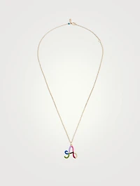 9K Gold A Initial Necklace
