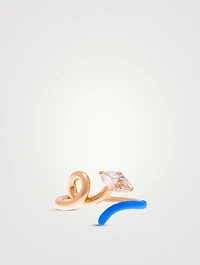 9K Gold Half Ring With Rock Crystal