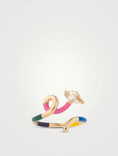 9K Gold Multicolour Ring With Rock Crystal