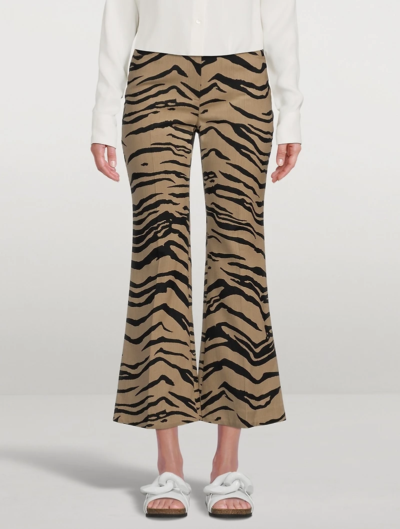 Flared Tiger Stripe Jacquard Trousers