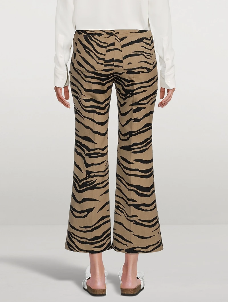 Flared Tiger Stripe Jacquard Trousers