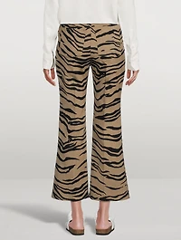 Flared Tiger Stripe Jacquard Trousers
