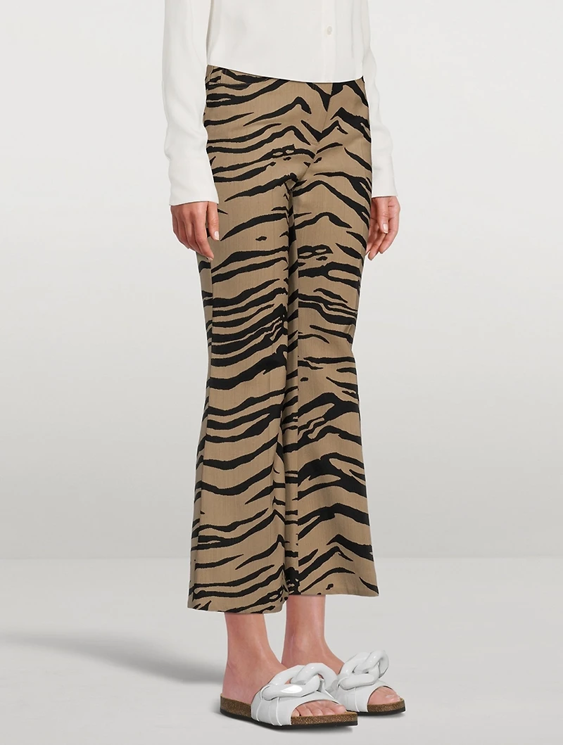 Flared Tiger Stripe Jacquard Trousers