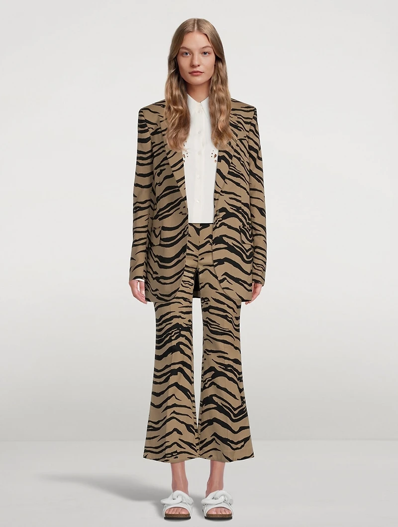 Flared Tiger Stripe Jacquard Trousers