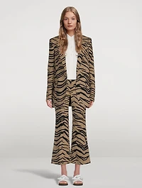 Flared Tiger Stripe Jacquard Trousers