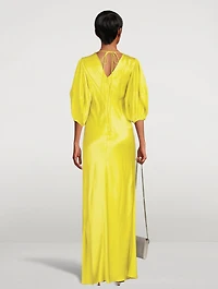 Rewild Double Satin Gown Doodle Print