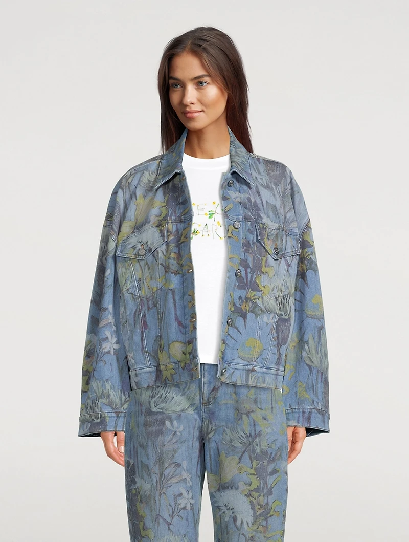 Rewild Oversized Denim Jacket Flora Print