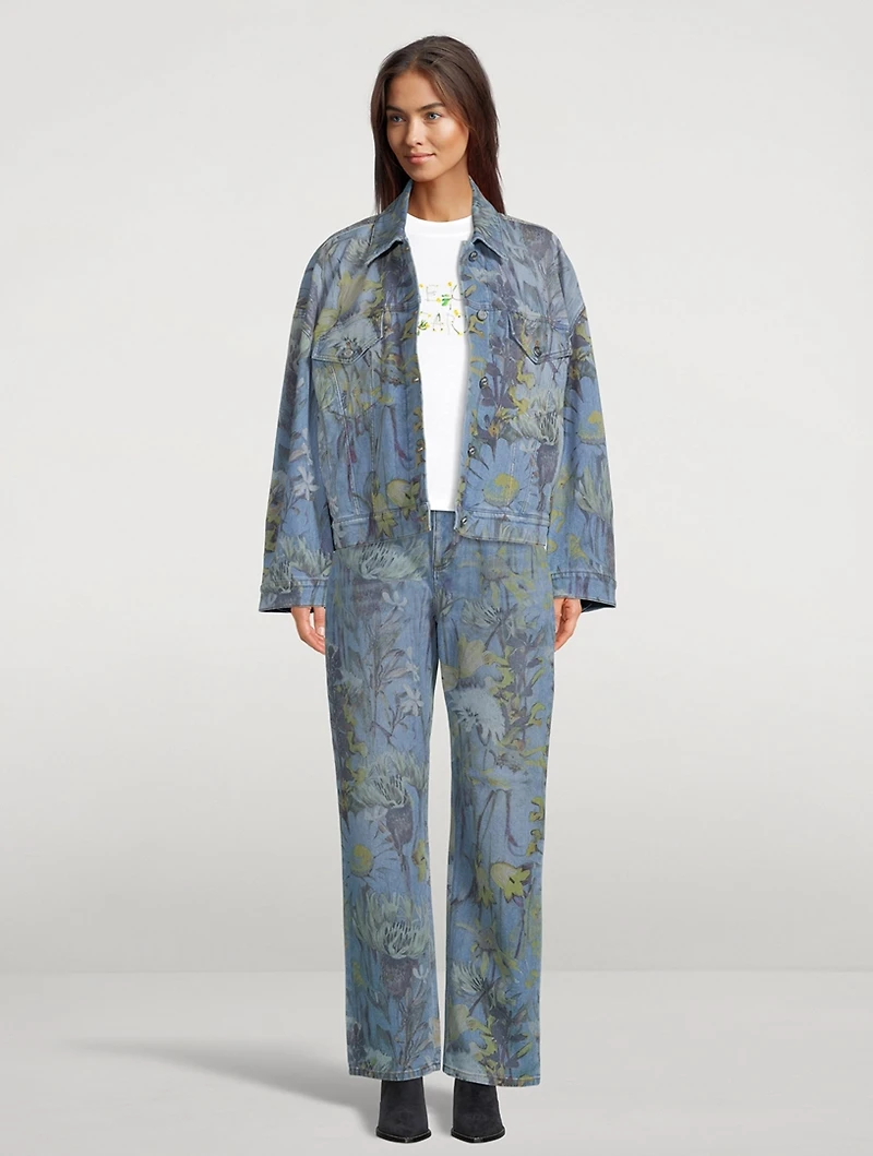 Rewild Oversized Denim Jacket Flora Print