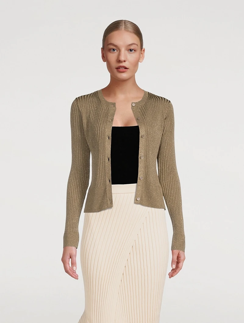 Ribbed Lurex Cardigan