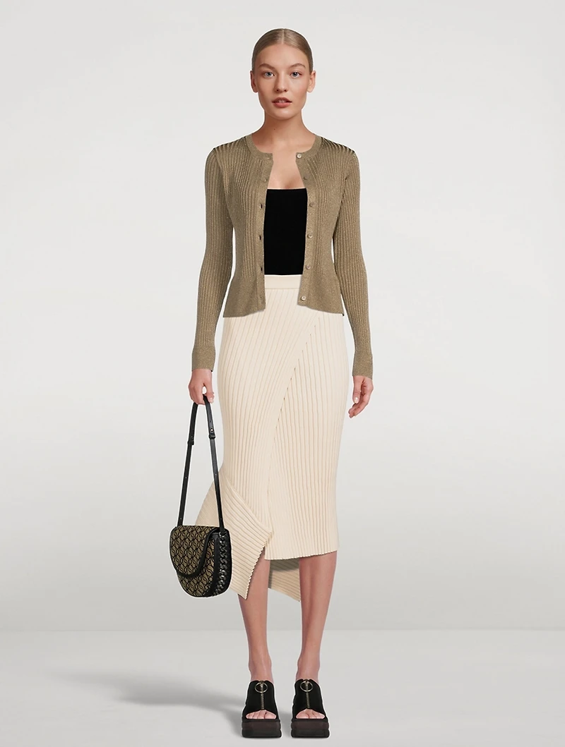 Ribbed Lurex Cardigan