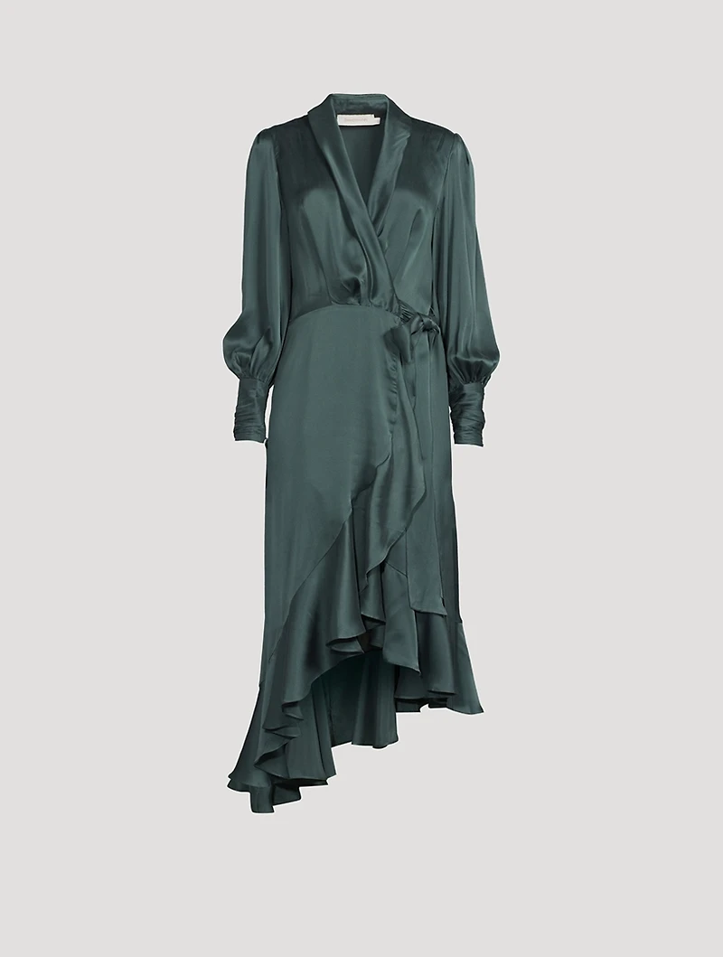 Silk Wrap Midi Dress