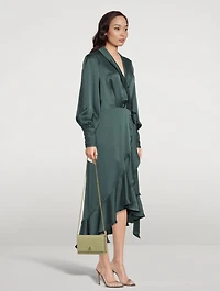 Silk Wrap Midi Dress