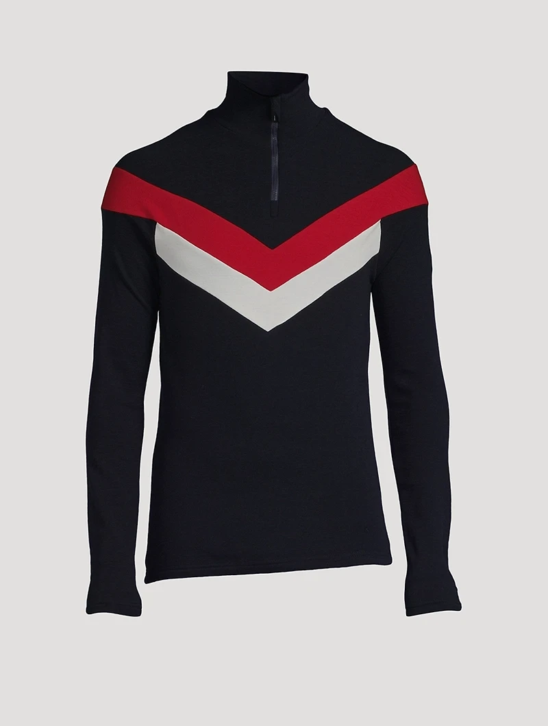 Voss Wool-Blend Colourblock Half-Zip Top
