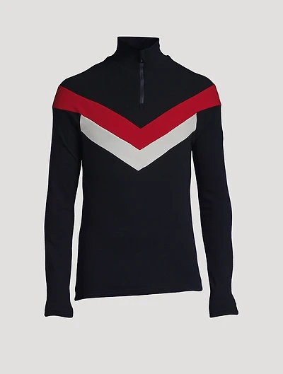 Voss Wool-Blend Colourblock Half-Zip Top