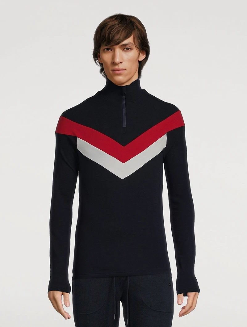 Voss Wool-Blend Colourblock Half-Zip Top