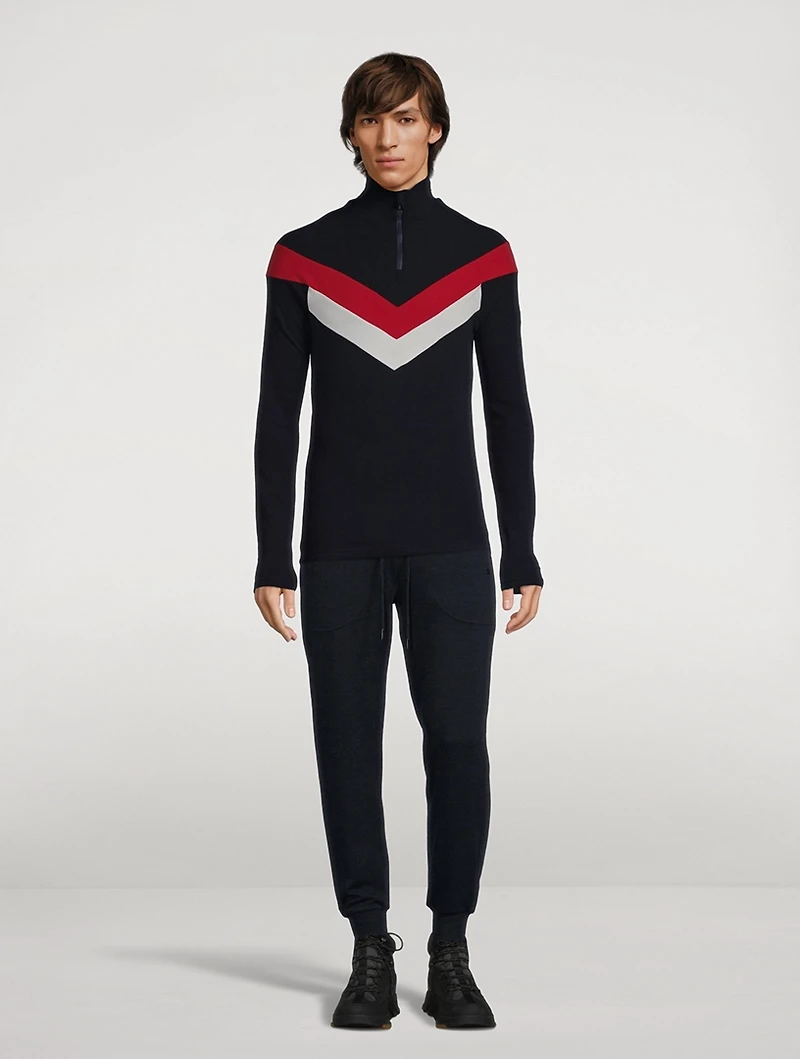 Voss Wool-Blend Colourblock Half-Zip Top