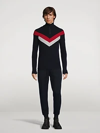 Voss Wool-Blend Colourblock Half-Zip Top