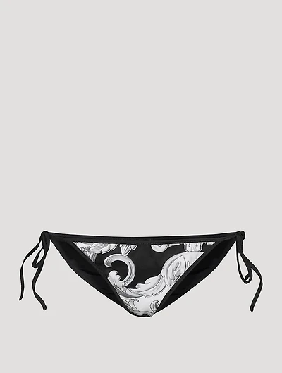 Reversible Bikini Bottom Silver Baroque Print