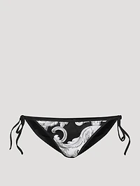 Reversible Bikini Bottom Silver Baroque Print