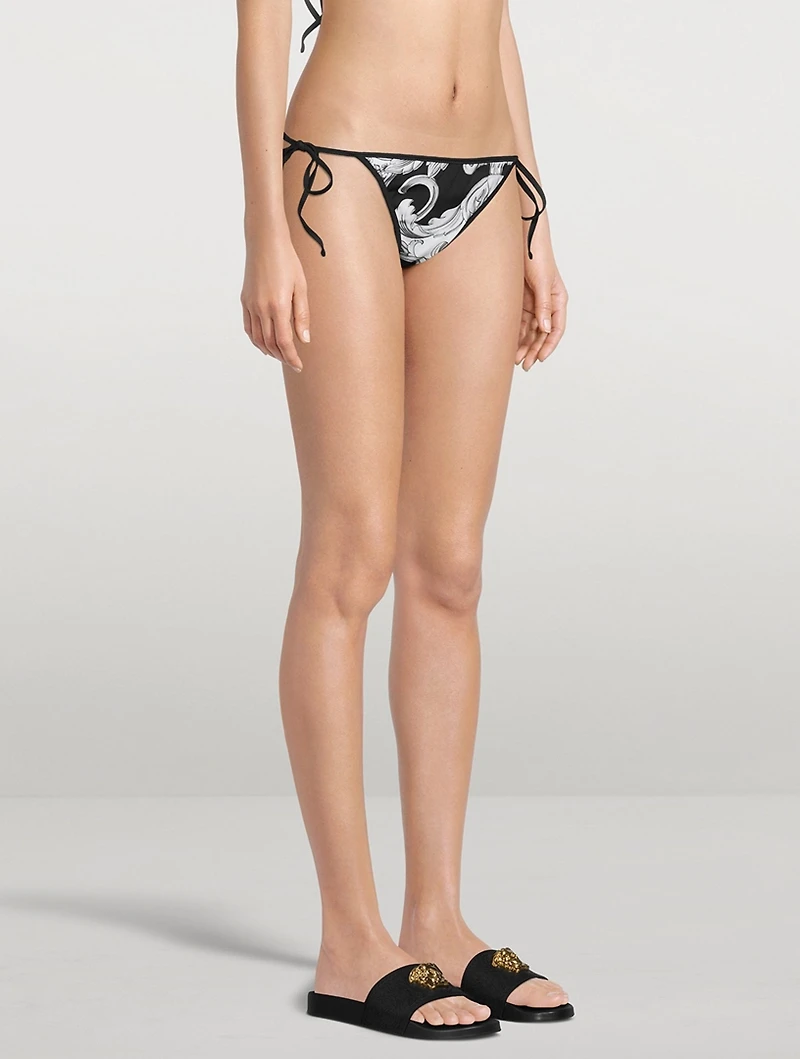 Reversible Bikini Bottom Silver Baroque Print