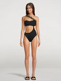 Greca Border Cut-Out One-Piece Swimsuit
