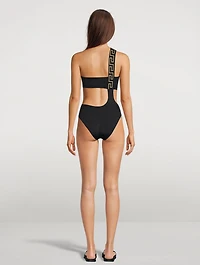 Greca Border Cut-Out One-Piece Swimsuit