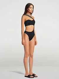 Greca Border Cut-Out One-Piece Swimsuit