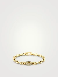 Mini 18K Gold Deco Link Bracelet With Diamonds
