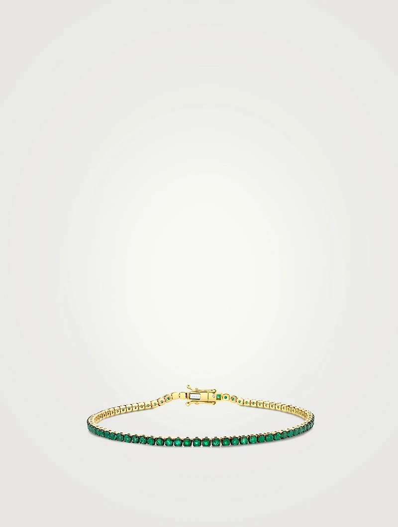 18K Gold Single Line Thread Emerald Bracelet