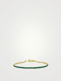 18K Gold Single Line Thread Emerald Bracelet