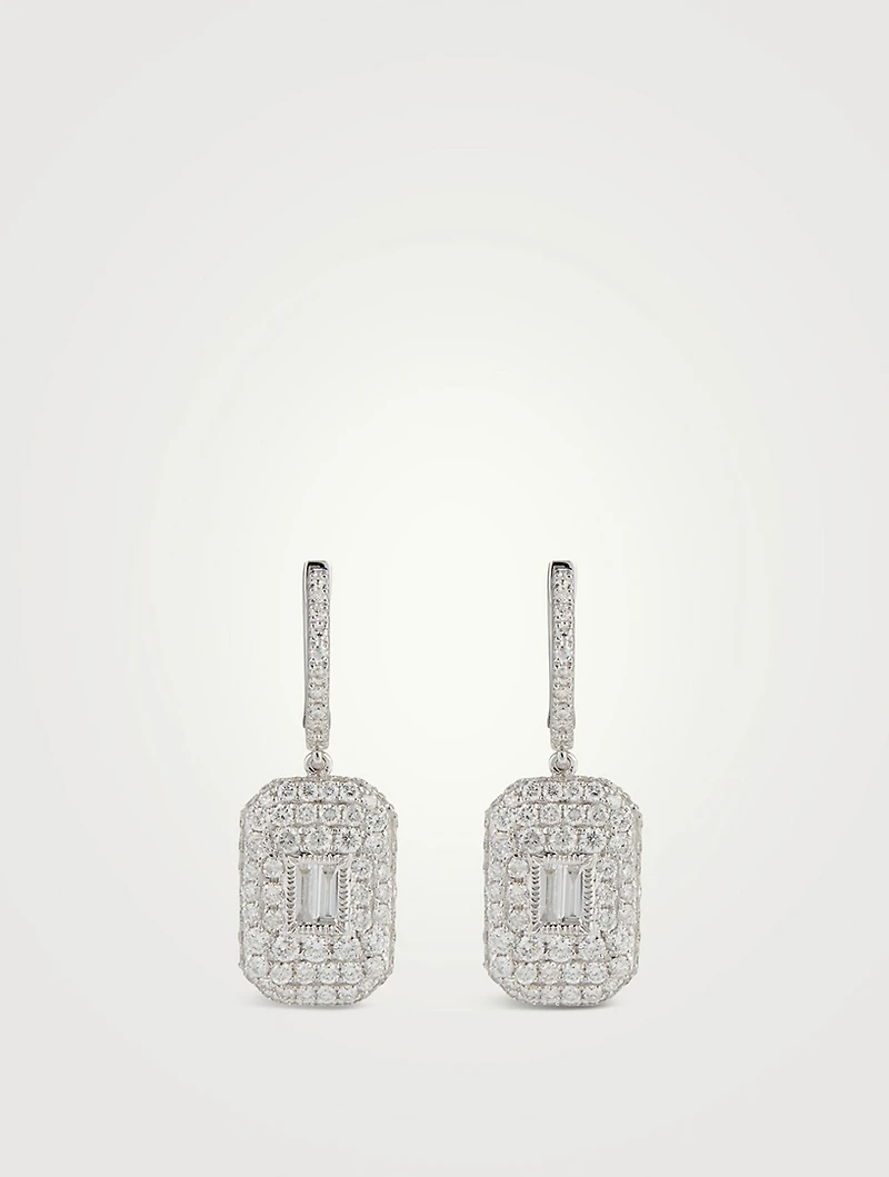 18K Rose Gold Pavé Baguette Diamond Drop Earrings